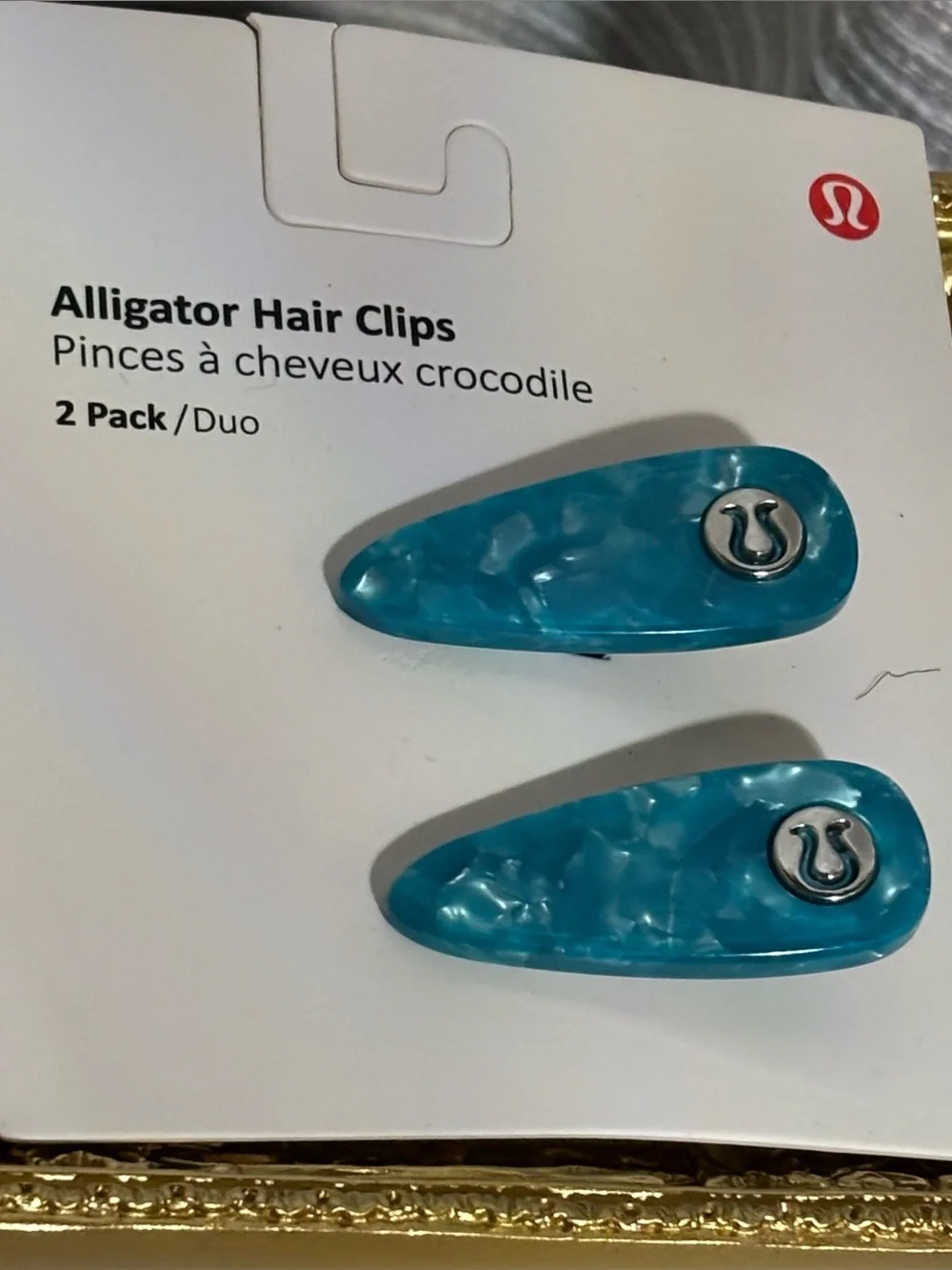 💙 lululemon Alligator Hair Clips 2 Pack Blue Pearlescent NWT